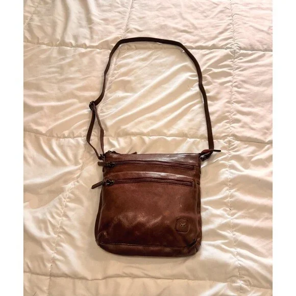 Wise Owl Cognac Leather Crossbody Bag – Adjustable Strap, Multi‑Pocket Design - Picture 5 of 16